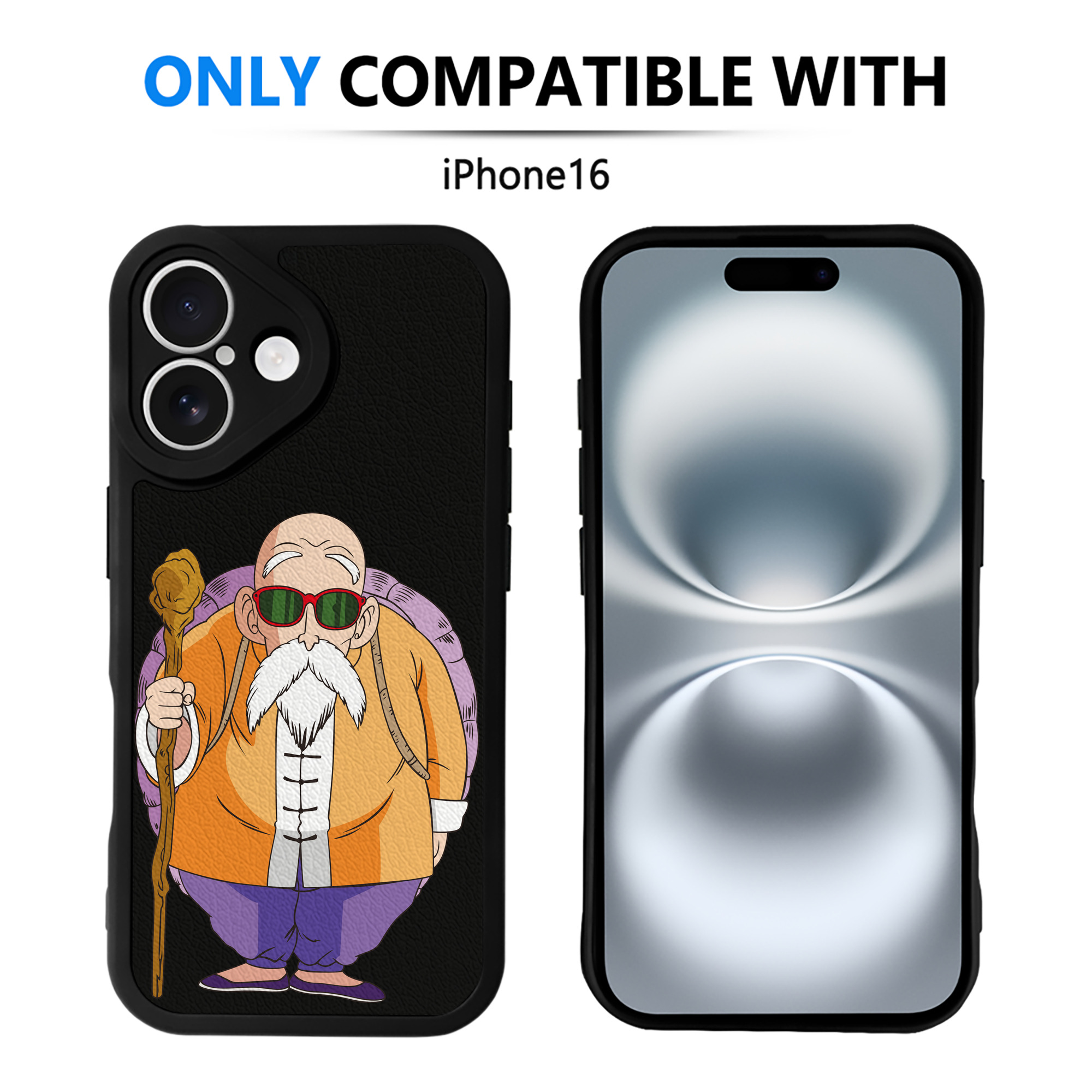 （画像用） ドラゴンボール 亀仙人（かめせんにん） DRAGON BALL Master Roshi Kame Sennin 【iPhone 16シリーズ対応】シリコンスマホケース（レザー調） 材質：シリコン